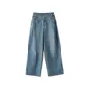 Jeans Casual Feminino 26 Primavera/Verão Novo Cintura Alta Perna Reta Solto Modelador Confortável Calça Longa