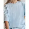 [Camiseta de Algodón Talla Europea] Camiseta Lisa de Color Sólido Lista para Usar de Manga Corta para Mujer Cuello Redondo Clase Regular Uniforme Logo Impreso Verde Militar