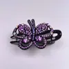 Novo Elegante Presilha de Cabelo Bico de Pato Totalmente Cravejada Estilo Coreano Borboleta de Strass Presilha de Três Dentes Grampo de Cabelo