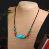 Collar Turquesa Cadena Clavícula Amarillo Dios de la Riqueza Colgante Lateral Estilo Étnico Nueva Moda China Joyería Unisex Fuente en Vivo