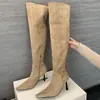 Botas de Mujer de Caña Ancha de Doble Uso Otoño/Invierno 2026 Botas de Tacón Cuadrado Adelgazantes Botas de Moda Tacón Fino Botas Altas Botas Altas de Tacón Alto Hasta la Rodilla