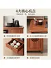 Mesa de Chá Móvel, Pequeno Gabinete Lateral de Mesa de Chá, Armário de Chá Doméstico para Sala de Estar, Mesa de Chá de Madeira Maciça, Com Aquecimento de Água Integrado e Preparo de Chá, Carrinho de Chá com Rodas