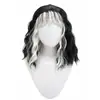 Mechas en blanco y negro, flequillo ondulado, peluca rizada y ondulada retro, estilo gótico, disfraz de Halloween, accesorio para la cabeza de cosplay de anime