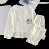 Pijama menina primavera e outono novo algodão nuvem manga longa doce e usável conjunto de roupa de casa para crianças 2026