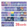 Conjunto de 36 Peças de Cartões Inspiracionais com Designs de Universo Estrelado, Cartões com Mensagens de Cura, Decoração de Parede, Materiais para Diário, Cartões Postais