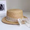 Sombrero de Encaje Plano Soluble en Agua Estilo Hada para Mujer, Sombrero de Paja de Rafia para el Sol de Verano para Vacaciones y Salidas