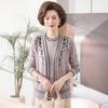 Roupas femininas de meia-idade e idosas podem usar três estações de suéter de malha, conjunto de duas peças, conjunto de top macio e confortável, sem desbotamento, sem bolas