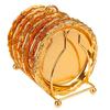 Porta-copos de Metal Estilo Europeu Retrô Banhado a Prata Banhado a Ouro Tapete de Isolamento Térmico Padrão Criativo Japonês Prato para Chá ou Lanche Prato Mosaico