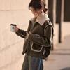 2024 Invierno Nueva Moda Estilo Coreano Slim Combinable Elegante Contraste Terciopelo Piel de Ciervo Abrigo Corto Grueso para Mujer