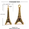 Torre Eiffel de París Flor DIY Colgante de Acero Inoxidable Estrella Luna Ojo del Diablo Femenino Collar Joyería de Acero de Titanio Colgante