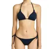 Nuevo Traje de Baño de Dos Piezas para Mujer Rayas Halter con Cordones Falda Ajustada Bikini de Tres Piezas Sexy Traje de Baño para Vacaciones