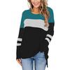 2022 Roupas Femininas Europeias e Americanas Transfronteiriças Primavera e Verão Novas Chegadas Amazon Independente Camiseta Top Manga Longa Patchwork Gola Redonda Caimento Solto