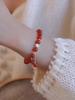 Pulseira de Prata Esterlina S925 Ágata Vermelha Passo a Passo Nova Pulseira de Mão Feminina Chinesa de Luxo Leve Nicho Exquisita Presente de Feriado