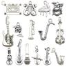 Venta Caliente Transfronteriza Aleación de Plata Antigua Instrumento Musical Serie Cuerno de Guitarra Colgante Colgante Pulsera DIY Collar Accesorios de Joyería