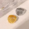 Anillo de dedo con incrustaciones de diamantes de imitación, de gran venta transfronteriza, chapado en acero de titanio y oro de 18 quilates, con forma de burbuja, con diamantes redondos y cara ancha, joyería personalizada popular para mujer