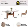 Mesa de Comedor de Madera Maciza y Piedra Estilo Wabi-Sabi Color Crema Nuevo Modelo 2024 Minimalista Moderno Familiar Vintage Francés Retro Gama Alta
