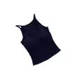 Nuevo top de tirantes acanalado cálido de otoño e invierno, color liso, con sujetador incorporado, versátil para usar en capas o solo