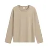 Camiseta de manga larga de algodón puro personalizada para hombre, cuello redondo, corte holgado, versátil, no transparente, adecuada para primavera y otoño, camiseta base de algodón con estampado