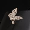 Anel Borboleta Dinâmico Estilo Minimalista Retro Luxo Leve Ouro Real 18K Cobre Zircônia, Anel Aberto Ajustável