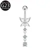 Anillo para el ombligo G23 Corazón Flor Mariposa Incrustado con Circonita Anillo para el ombligo Europeo y Americano Transfronterizo F136 Joyería para Piercing