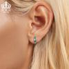 Evelle nuevo azul verde circonita finamente triturada hebilla de oreja plata de ley s925 chapado en platino aretes joyería mujer