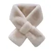 Bufanda Cruzada de Felpa de Color Sólido Bufanda de Protección para el Cuello en Invierno Estilo Coreano Linda Felpa Conejo Rex Estudiante Engrosada Cálida