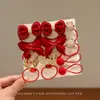 Presilha de Cabelo Infantil Orelha de Coelho Laço de Pérola 2025 Grampo de Cabelo de Veludo para Meninas Acessório de Cabeça de Ano Novo para Menina Tiara de Ano Novo