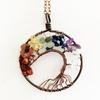Popular collar hecho a mano de Amazon con cuentas de cristal púrpura, rosa, blanco y árbol de la vida curvo de bronce