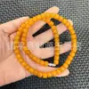 Pulsera de Cuentas Redondas de Jade Amarillo, Cuentas de Estilo Antiguo, Jade Huanglong, Pulsera Collar de Múltiples Aros 108, Jade Color Cáscara de Naranja, Jade Huanglong, Estilo Antiguo