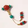Ágata Roja Roja del Sur Oro Antiguo Semilla de Pasión Conjunto de Tres Vías Combinación Cabeza de Buda Vajra Cadena Larga de 108 Accesorios