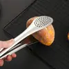 Clip exquisito de acero inoxidable pinza para pan alimentos pinzas para cocina extendida pinza para freír barbacoa bistec recomendación del tendero