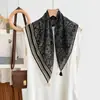 Pañuelo Cuadrado Vintage con Borlas Estampado Paisley Pañuelo para el Cuello con Colgante Estampado de Lunares y Anacardos Pañuelo de Seda con Flecos para Mujer Imitación de Algodón y Lino