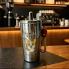 Termo Taza con Popote de Titanio Puro, Taza de Café de Aspecto Elegante, Taza Portátil de Titanio con Popote para Oficina y Exteriores, Taza de Agua, Regalo Personalizado Taza de Titanio
