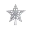 Decoração de Natal presentes Estrela de topo de árvore de Natal de PVC Estrela de cinco pontas Adereços de decoração de árvore de Natal para a bola