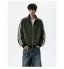 Jaqueta com Gola Alta Estampa de Leopardo e Três Listras Estilo Americano Masculina Primavera e Outono Marca Tendência High Street Casuais Corta-vento Solta Jaqueta para Uso Externo Masculina