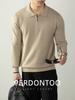 [Estilo Old Money Urbano] Lã Modal Quente e Macio Tricô de Gola Lapela com Zíper Parcial Masculino Tricô Quente Outono e Inverno