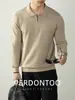 [Lã Incluída] Outono e Inverno Leve e Maduro Luxo Versátil Masculino Business Meia-Zip Gola Polo Malha