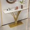 Mesa consola de entrada ultraestrecha de mármol de lujo ligero, gabinete de entrada montado en la pared, mesa consola de losa de piedra para pasillo, mesa de exhibición de hotel