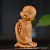 Cuatro Monjes Pequeños de Madera de Tuya Adornos de Mano, Cuatro Monjes Pequeños Que No Escuchan, No Hablan, No Miran, No Se Mueven, Adornos para Oficina en Casa