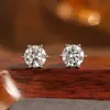 Pendientes Brillantes de Diamante con Seis Garras y Agujas de Plata S999, Pendientes Versátiles Simples y Elegantes, Accesorios para Orejas de Moda de Verano, Regalo al por Mayor para Novia