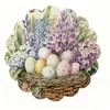 Mantel individual de lino para Pascua transfronterizo con bordes redondos ondulados, diseño de conejo y huevo, decoración de mesa para primavera y verano, tapete aislante del calor