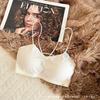 Camisola de algodão estilo coreano de cor sólida, sutiã push up com bojo fixo em látex, base interna e tubo superior para mulheres