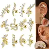 Novo Modelo Transfronteiriço: 1 Peça de Aço Inoxidável + Cobre Zircônia Incrustada Tarraxa de Osso da Orelha, Joia de Piercing Rosqueada de Lua e Flor de Ameixa, Em Estoque