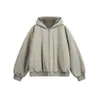 Chaqueta con Capucha de Piel Sintética de Conejo Estilo Americano Abrigo de Cuero y Algodón para Hombre Invierno Forro Polar Algodón Engrosado