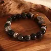 Nuevo Pulsera Estilo Chino Obsidiana Pixiu Pulsera Doble Versátil Moda Viajero Pulsera de Cristal Transmisión en Vivo Douyin Explosión