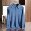 Otoño/Invierno 2026 Suéter de Punto de Cachemira Grueso para Jóvenes y Adultos, Cuello Polo de Color Sólido, de Botones, Holgado y Casual
