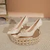 Sapatos de Casamento com Lantejoulas de Cristal Champagne Mesa à Prova d'Água Strass Fivela Quadrada Salto Agulha Sapatos de Salto Alto para Vestido de Casamento