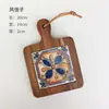 Posavasos de Azulejo de Madera de Acacia Estilo Japonés, Base Antiescaldado de Madera Maciza para Mesa de Comedor, Base Aislante de Calor para Cazuelas, Posavasos Retro para Tazones, Retro de Alta Temperatura