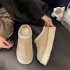 Pantuflas de algodón invierno antideslizantes suela gruesa 2026 zapatos de algodón botas de algodón botas de nieve para mujer con forro de felpa punta cerrada pantuflas de media caña con forro de felpa estilo étnico