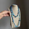 Collar de cuentas de vidrio con concha cuadrada azul transfronterizo europeo y americano, joyería de declaración exagerada y elegante, accesorio en capas simple y moderno